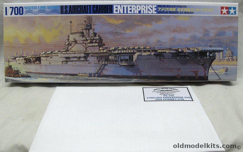 Tamiya 1/700 USS Enterprise CV6  Aircraft Carrier With White Ensign Detail Set, 114 plastic model kit